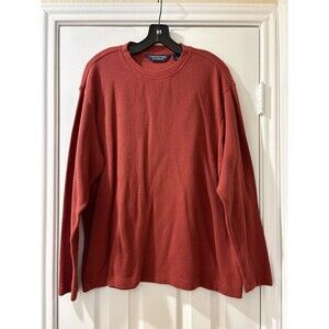 Roundtree and Yorke mens Rust Crew Neck Ribbed Knit Long Sleeve Shirt size Large